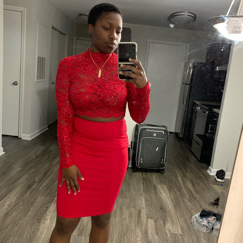 Red Lace Mini Dress